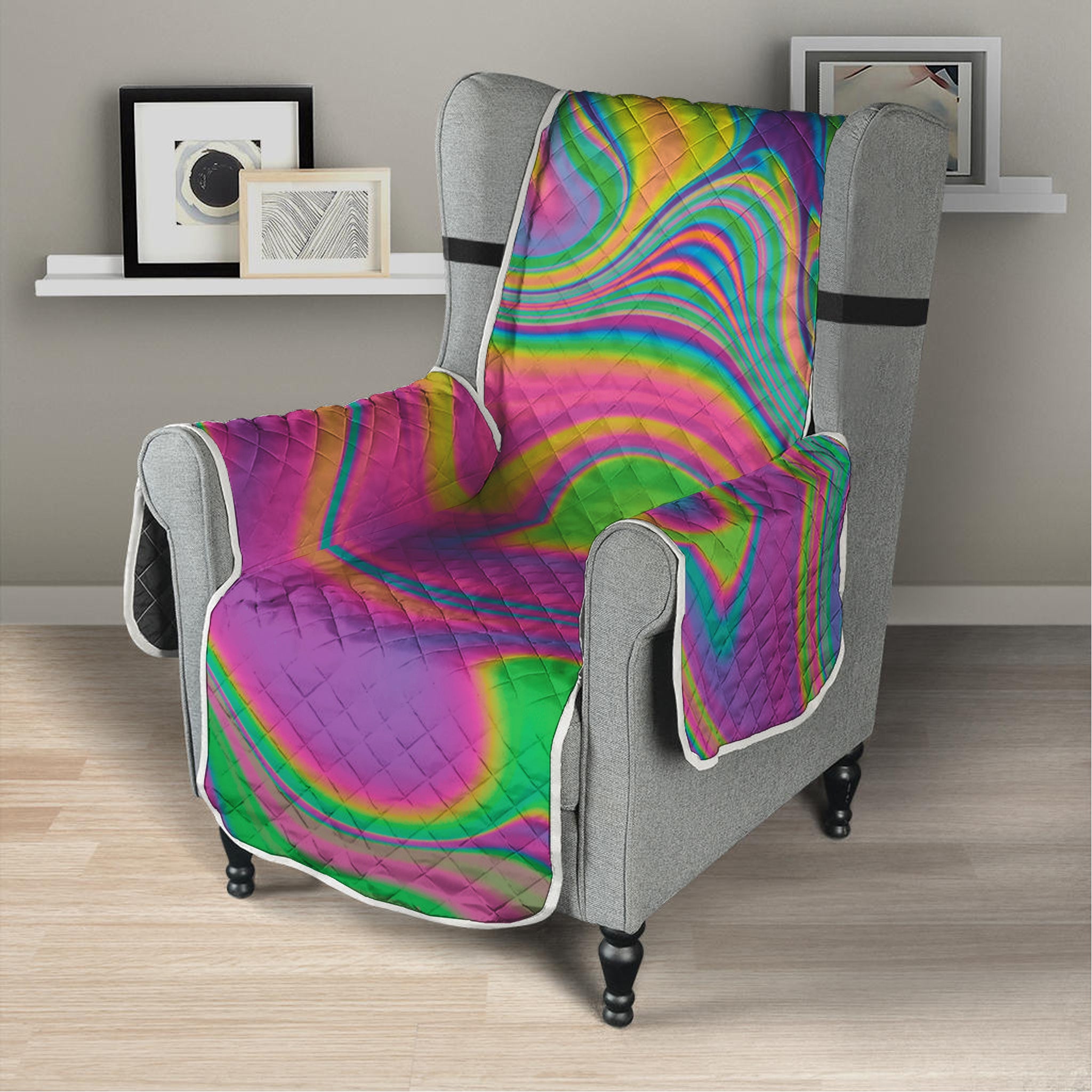 Psychedelic Soap Bubble Print Armchair Protector