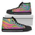 Psychedelic Soap Bubble Print Black High Top Sneakers