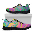 Psychedelic Soap Bubble Print Black Running Shoes