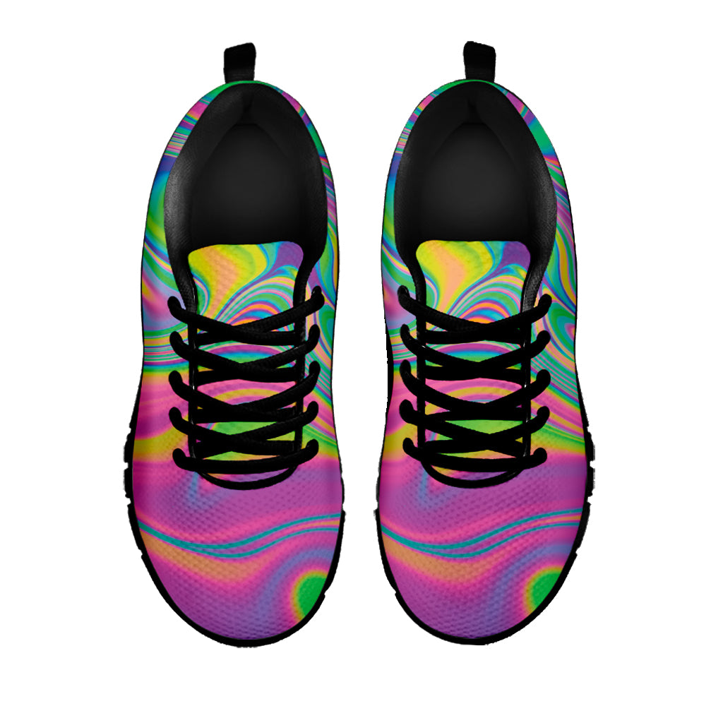 Psychedelic Soap Bubble Print Black Sneakers