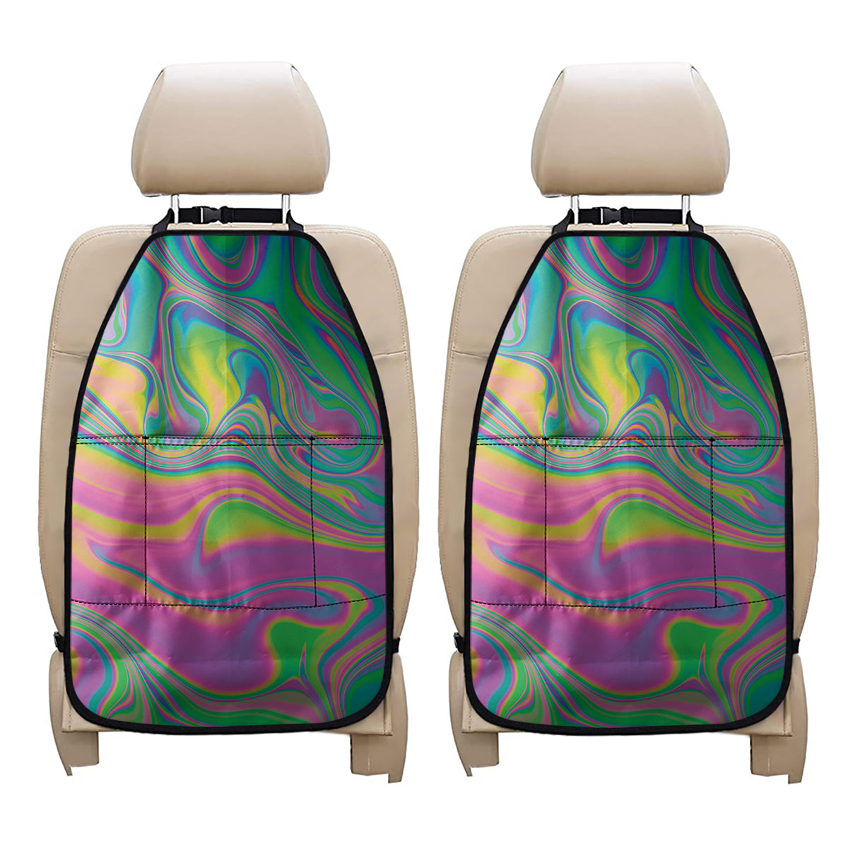 Psychedelic Soap Bubble Print Car Seat Organizers