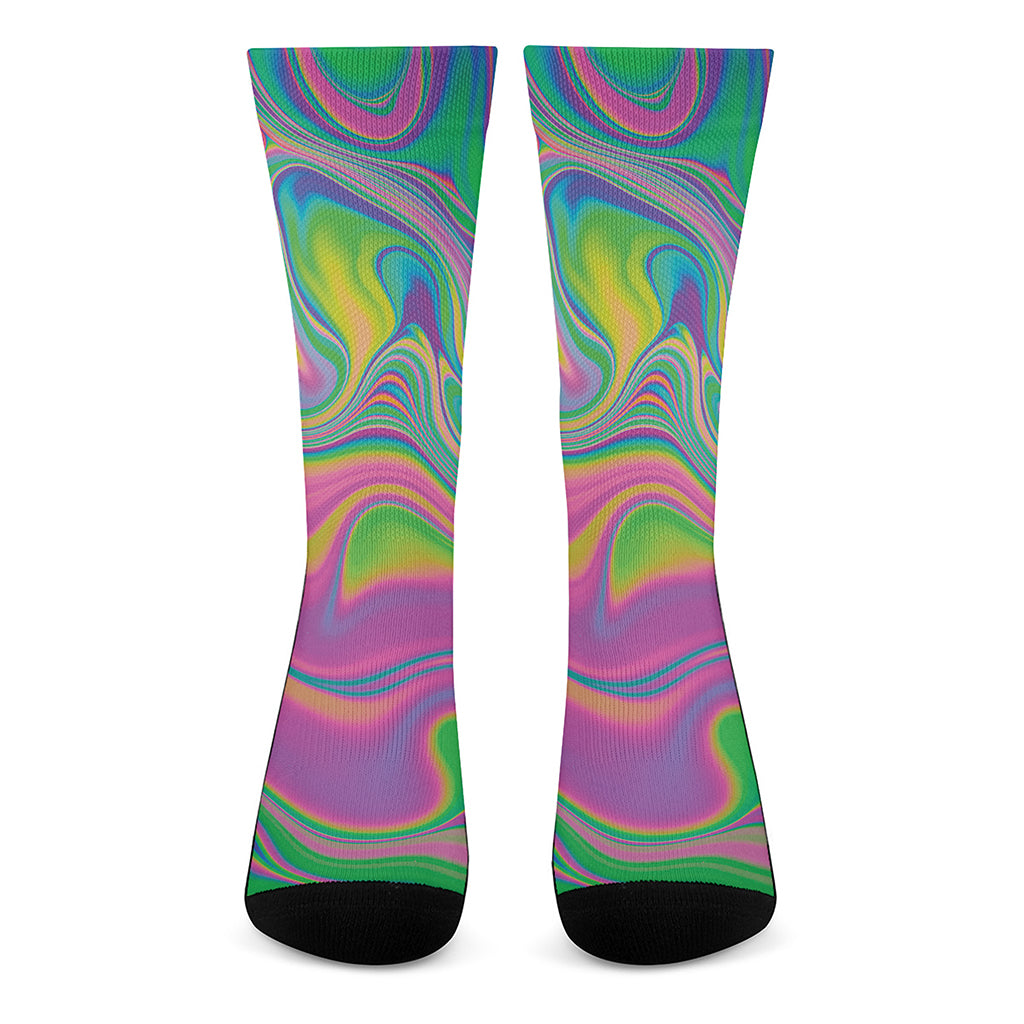 Psychedelic Soap Bubble Print Crew Socks