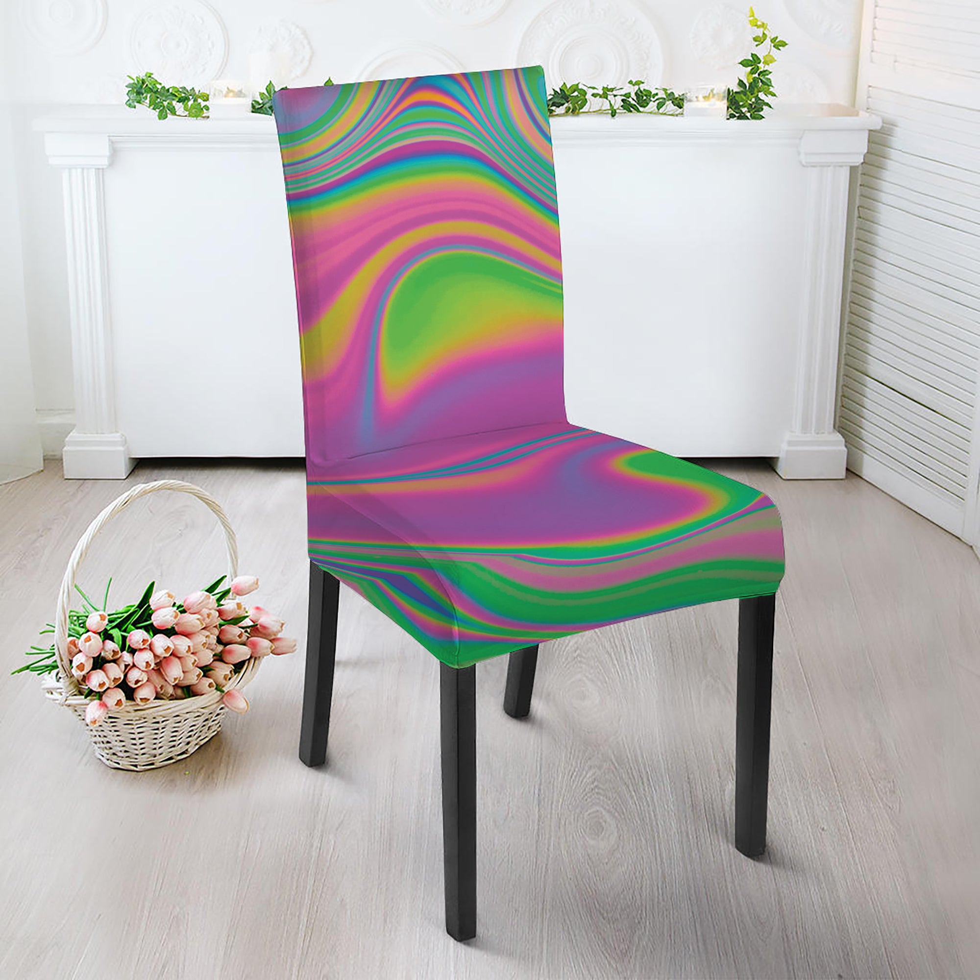 Psychedelic Soap Bubble Print Dining Chair Slipcover