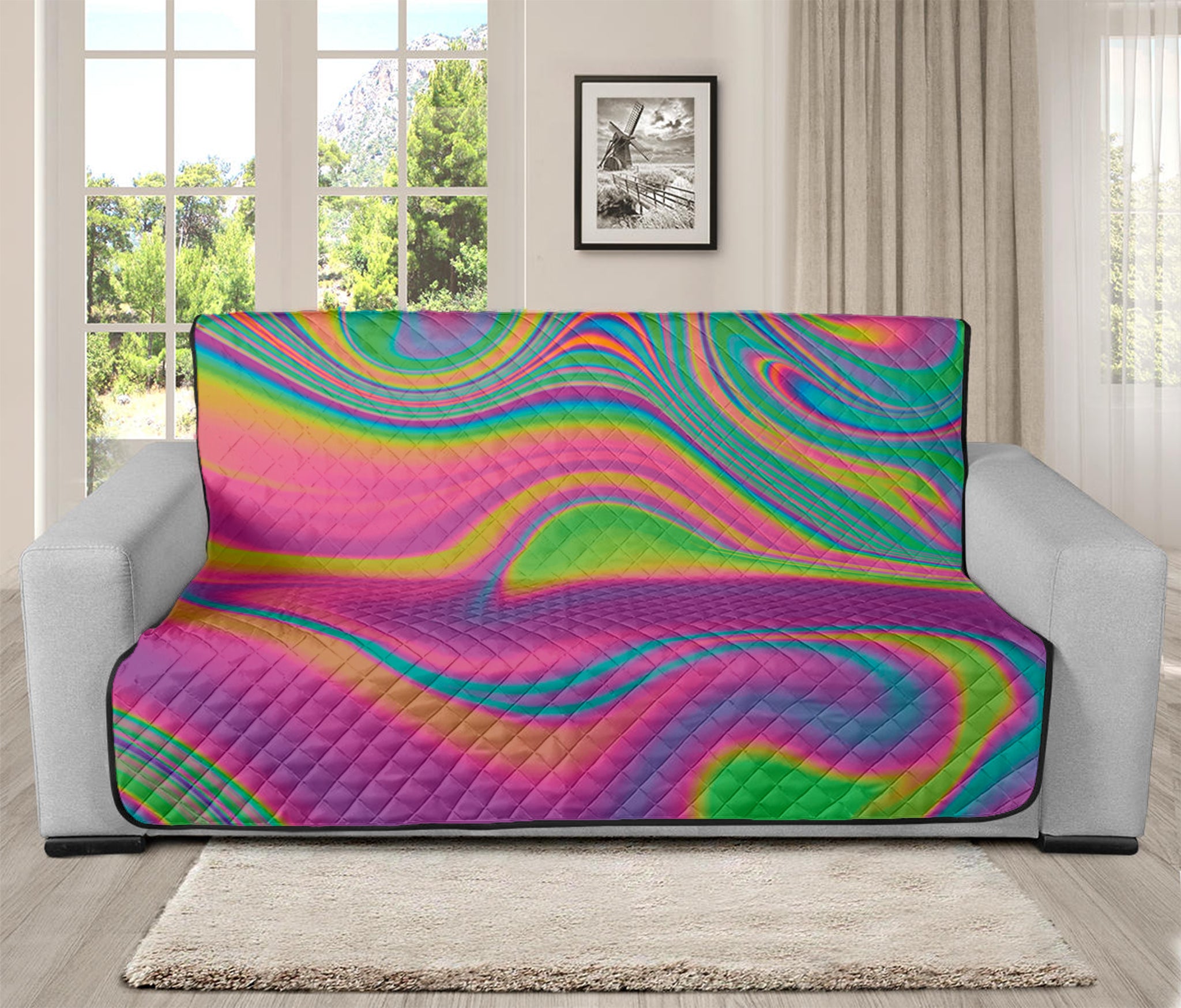 Psychedelic Soap Bubble Print Futon Protector