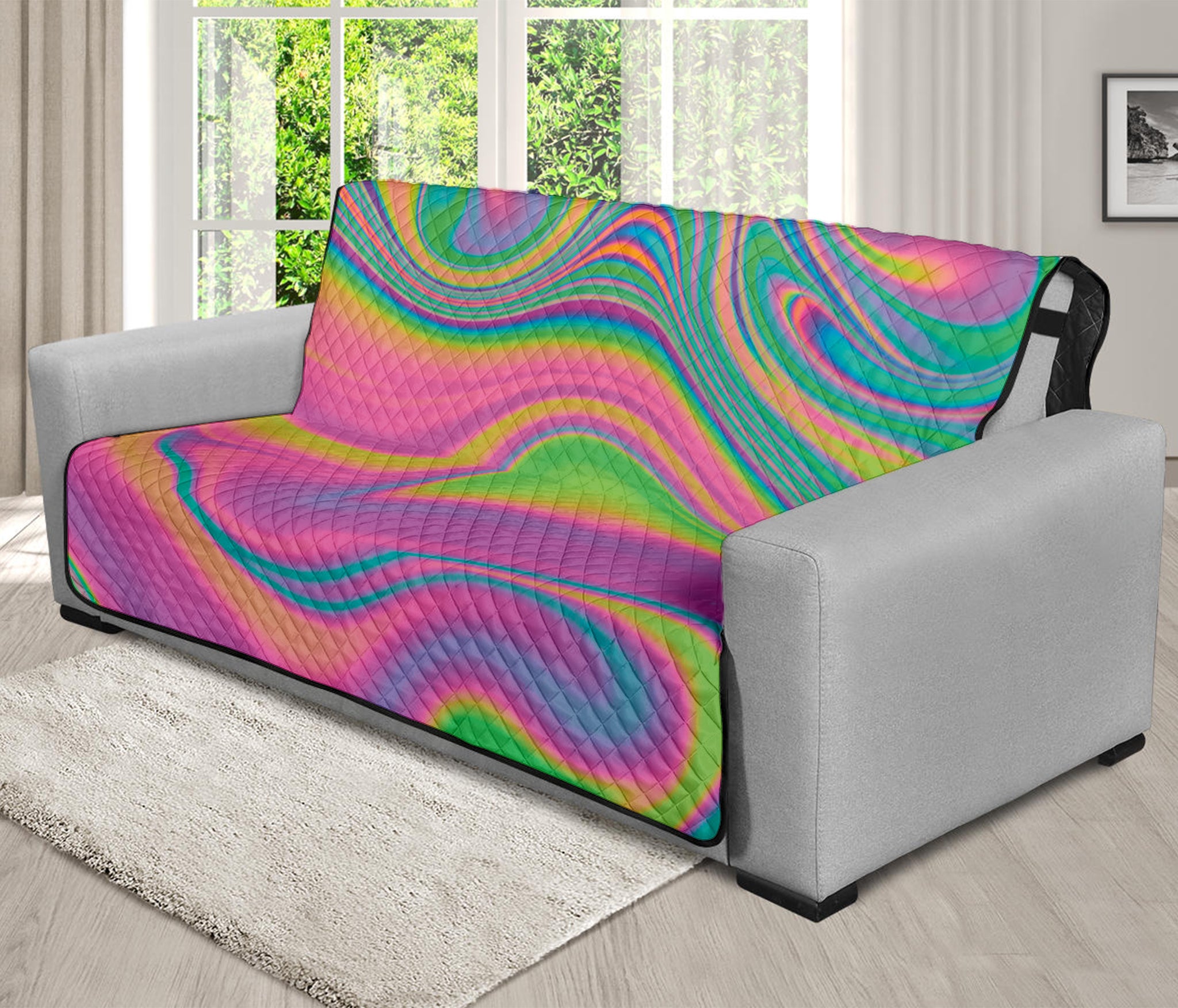 Psychedelic Soap Bubble Print Futon Protector