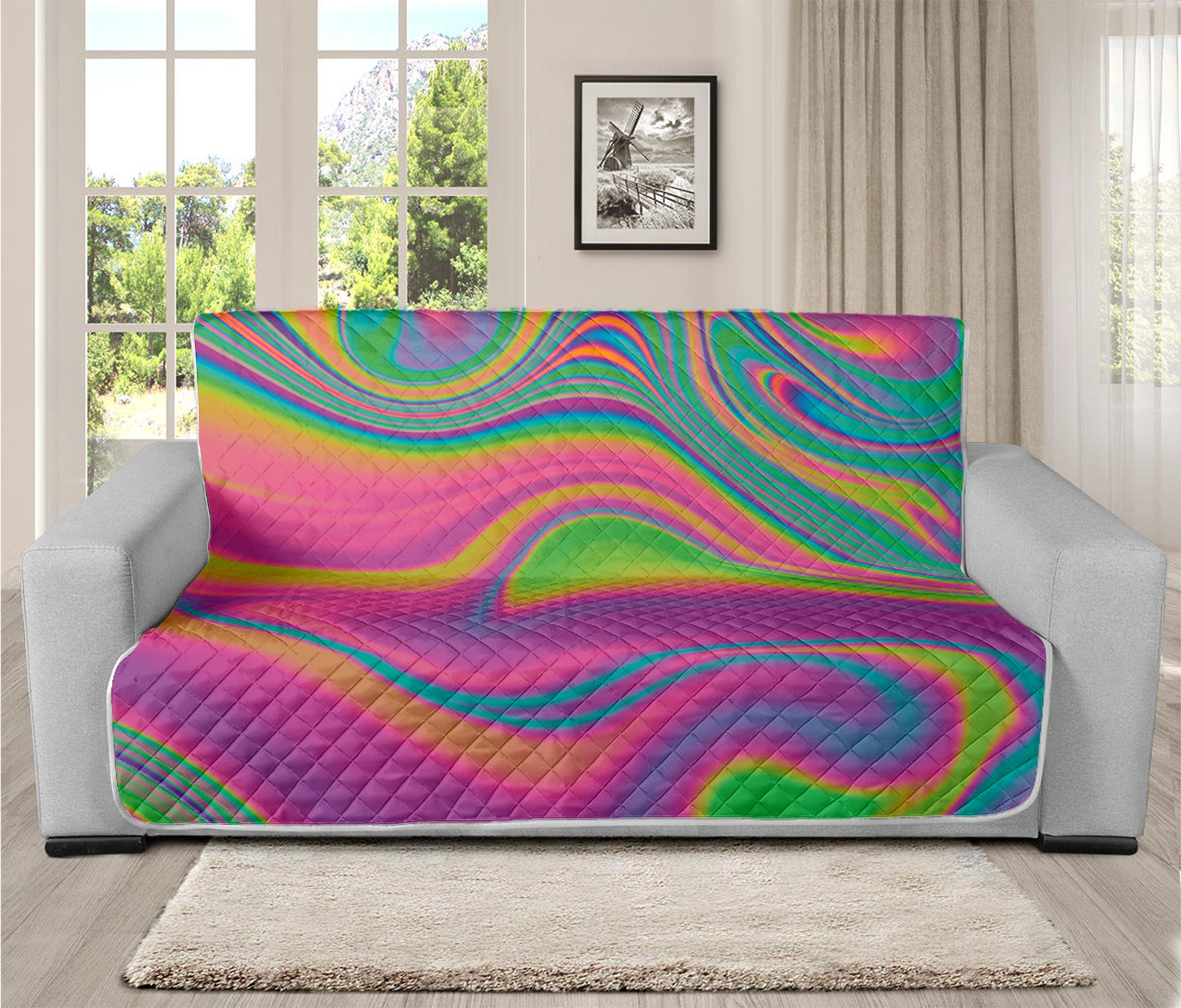 Psychedelic Soap Bubble Print Futon Protector