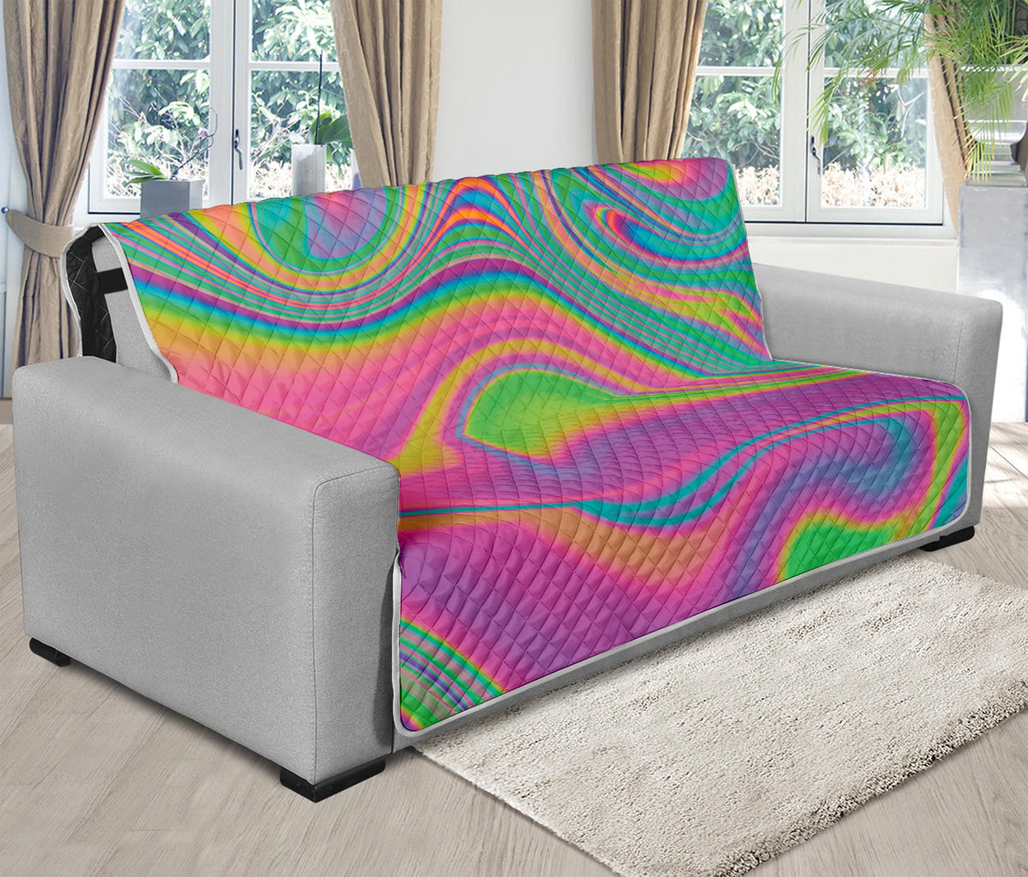 Psychedelic Soap Bubble Print Futon Protector