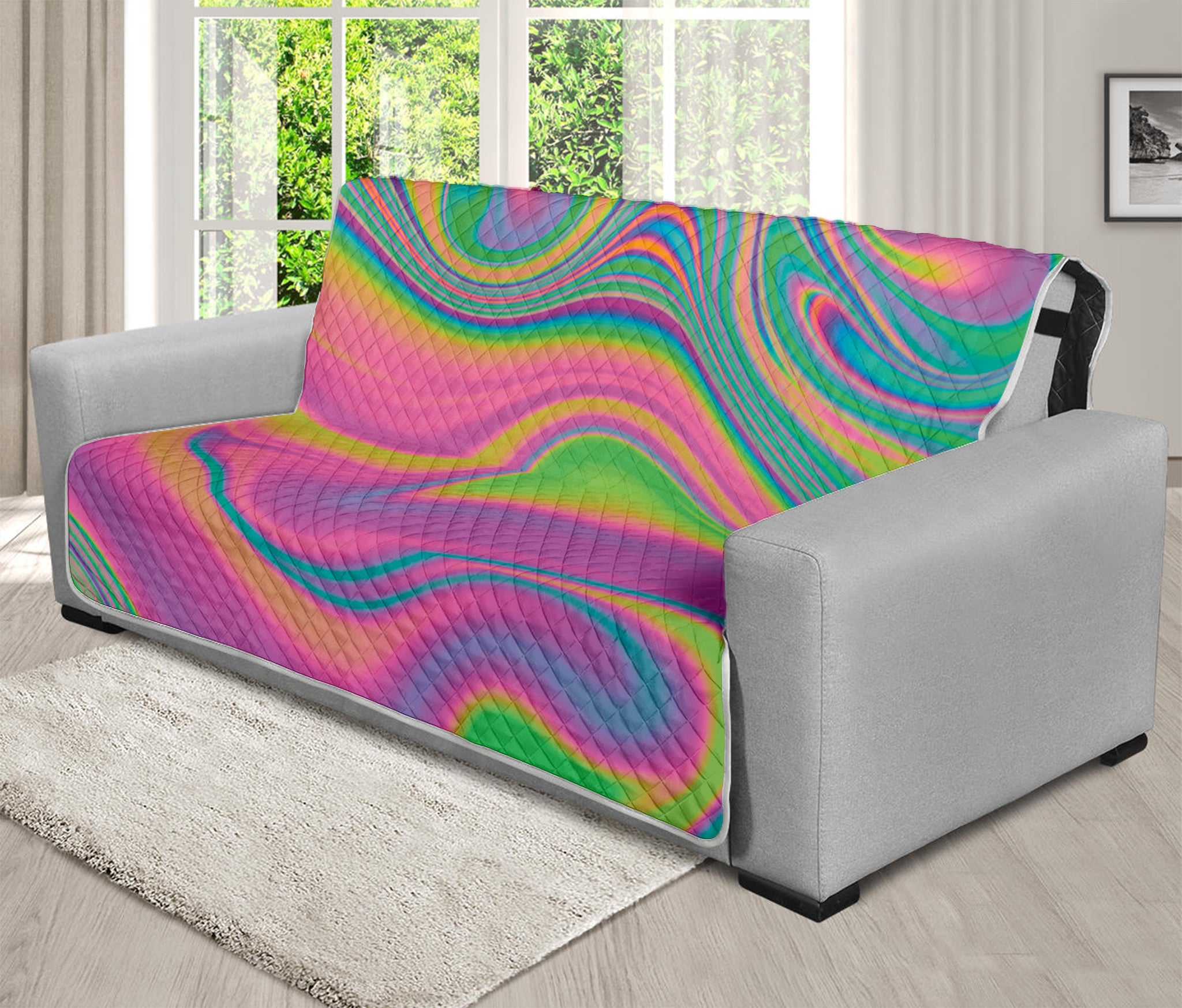 Psychedelic Soap Bubble Print Futon Protector