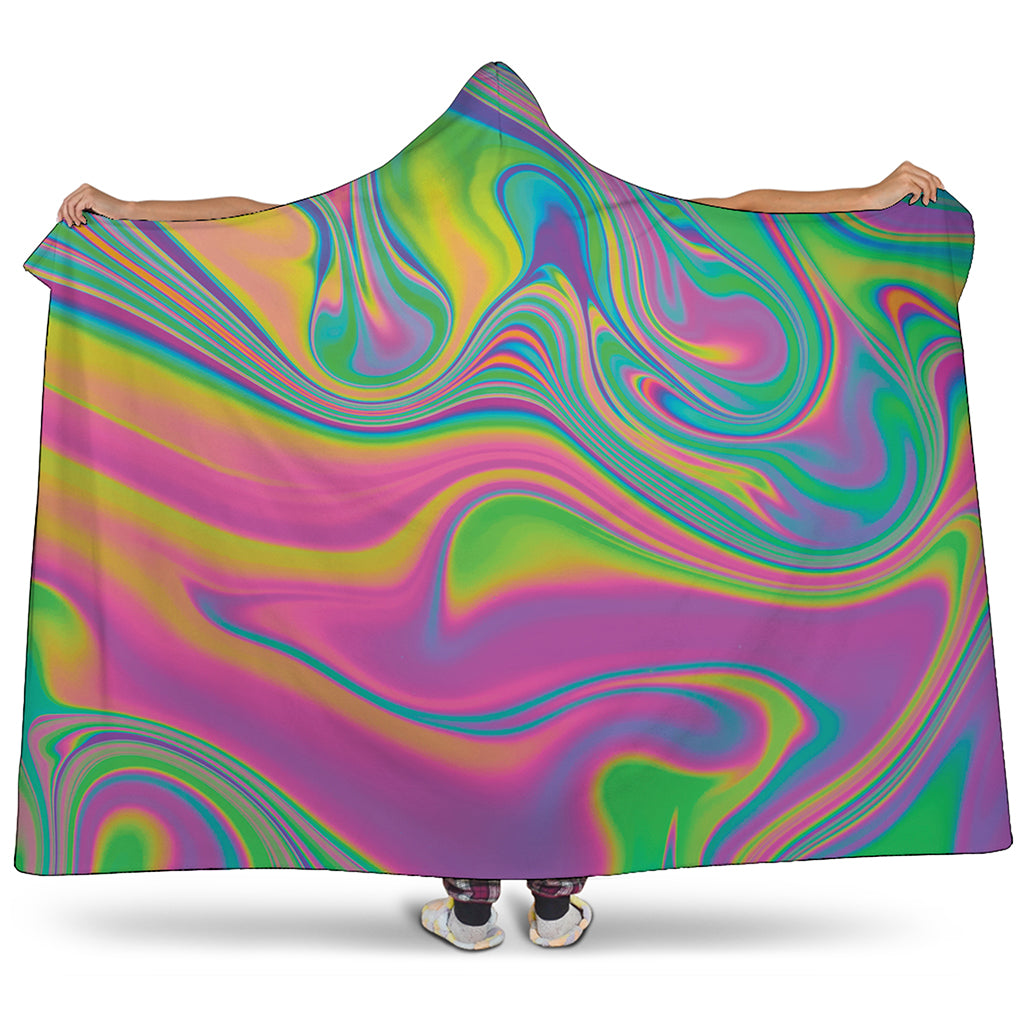 Psychedelic Soap Bubble Print Hooded Blanket