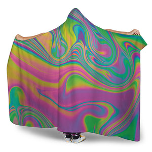 Psychedelic Soap Bubble Print Hooded Blanket