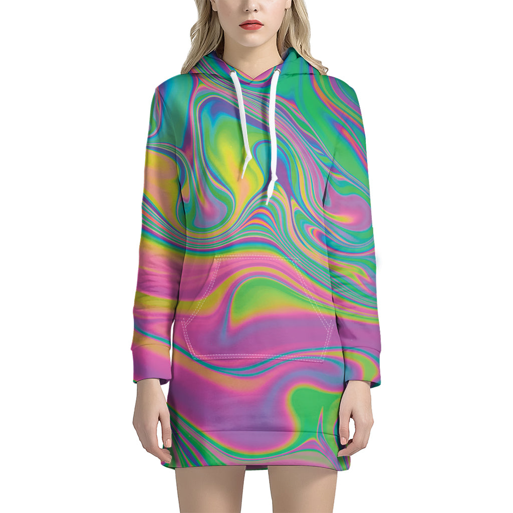 Psychedelic Soap Bubble Print Hoodie Dress