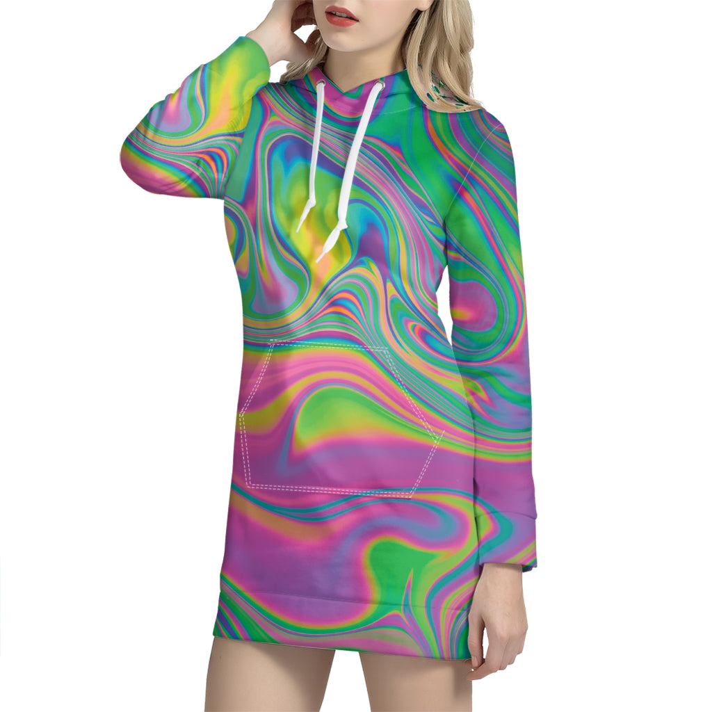 Psychedelic Soap Bubble Print Hoodie Dress