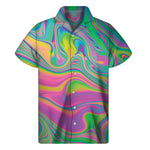 Psychedelic Soap Bubble Print Men's Short Sleeve Shirt