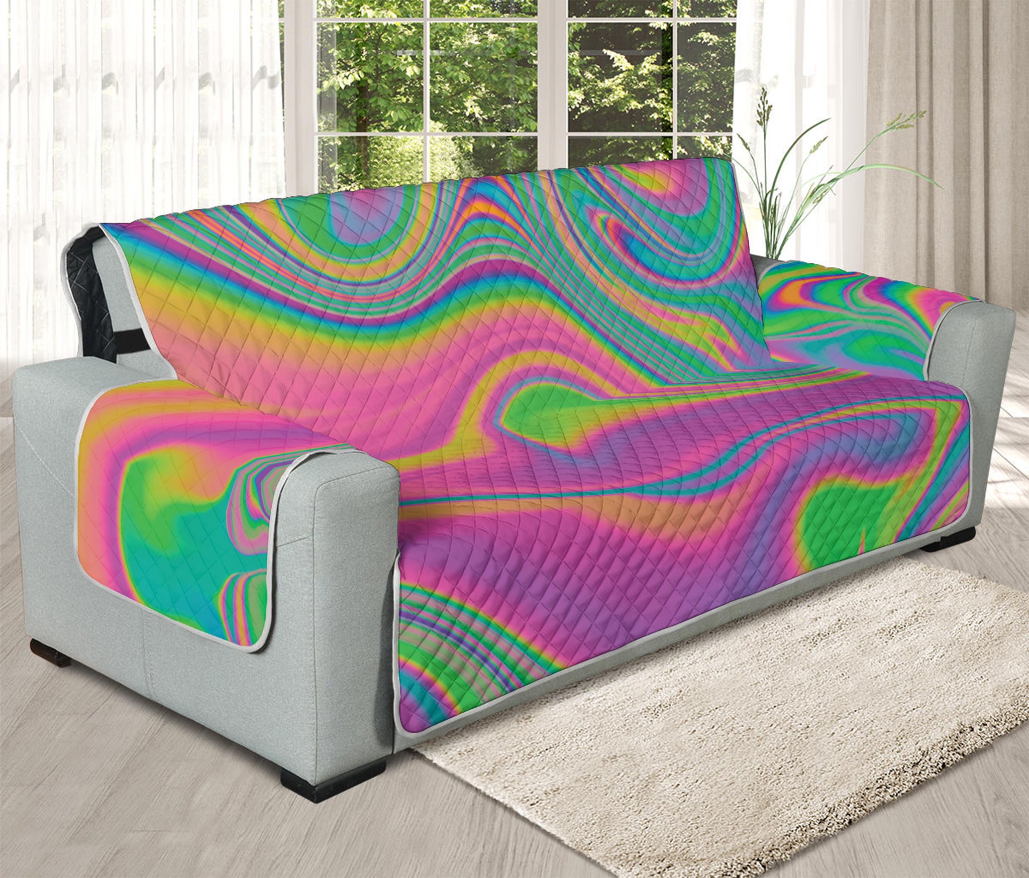 Psychedelic Soap Bubble Print Oversized Sofa Protector