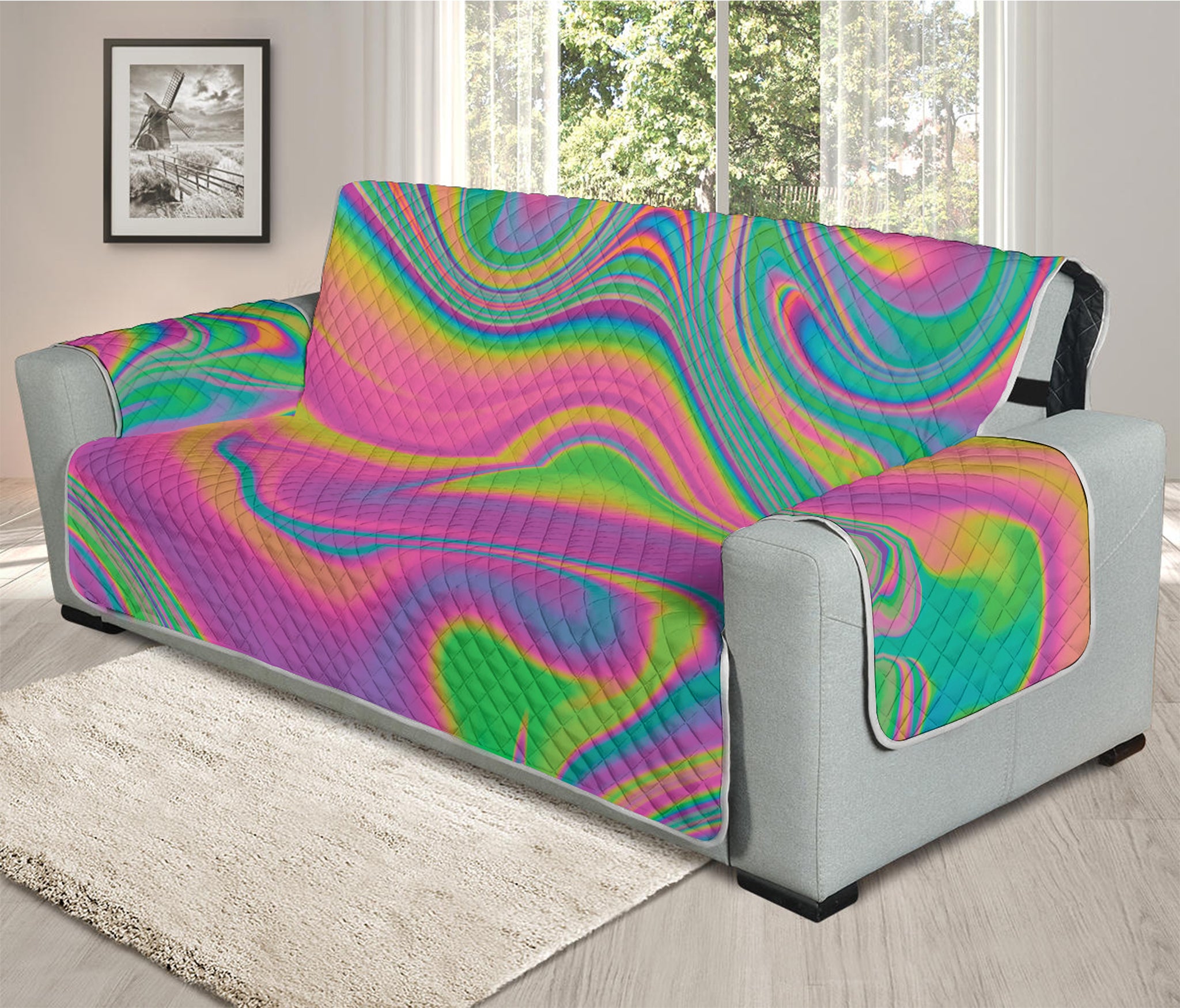 Psychedelic Soap Bubble Print Oversized Sofa Protector