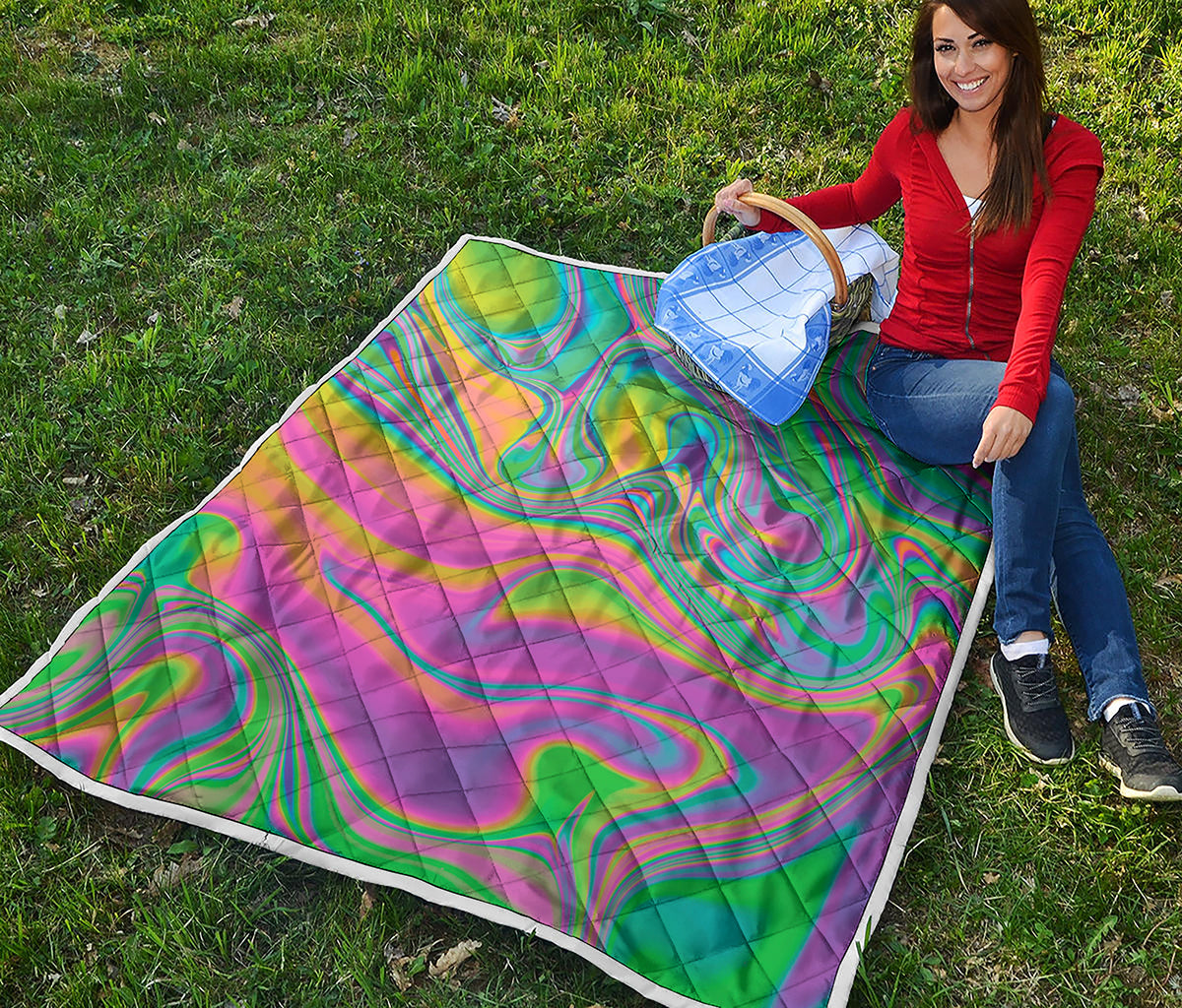 Psychedelic Soap Bubble Print Quilt