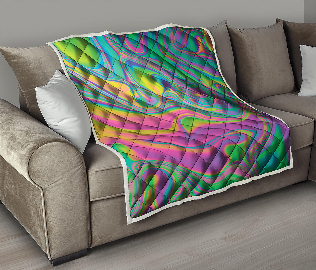 Psychedelic Soap Bubble Print Quilt