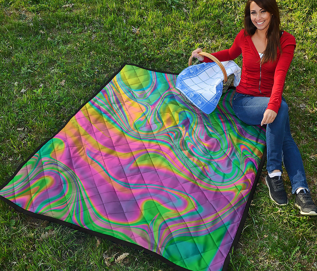 Psychedelic Soap Bubble Print Quilt