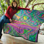 Psychedelic Soap Bubble Print Quilt