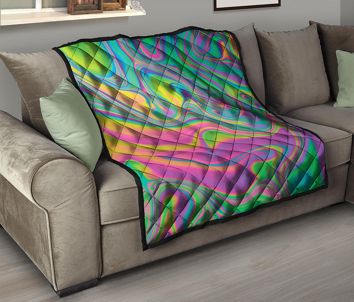 Psychedelic Soap Bubble Print Quilt