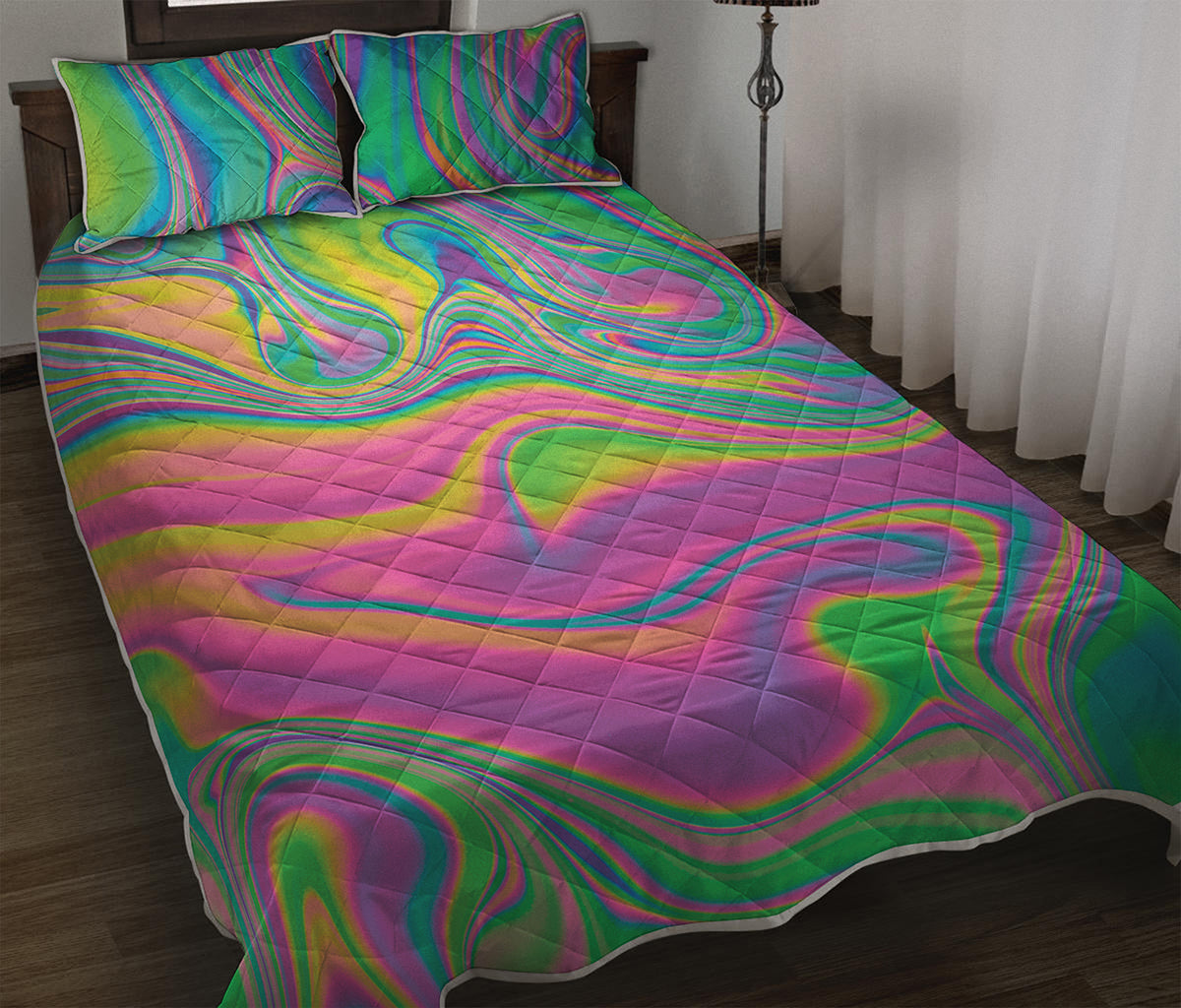 Psychedelic Soap Bubble Print Quilt Bed Set