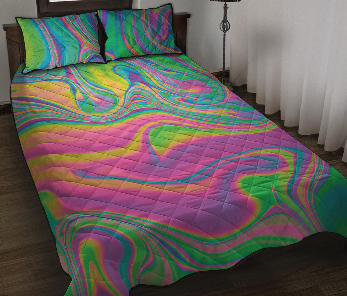 Psychedelic Soap Bubble Print Quilt Bed Set