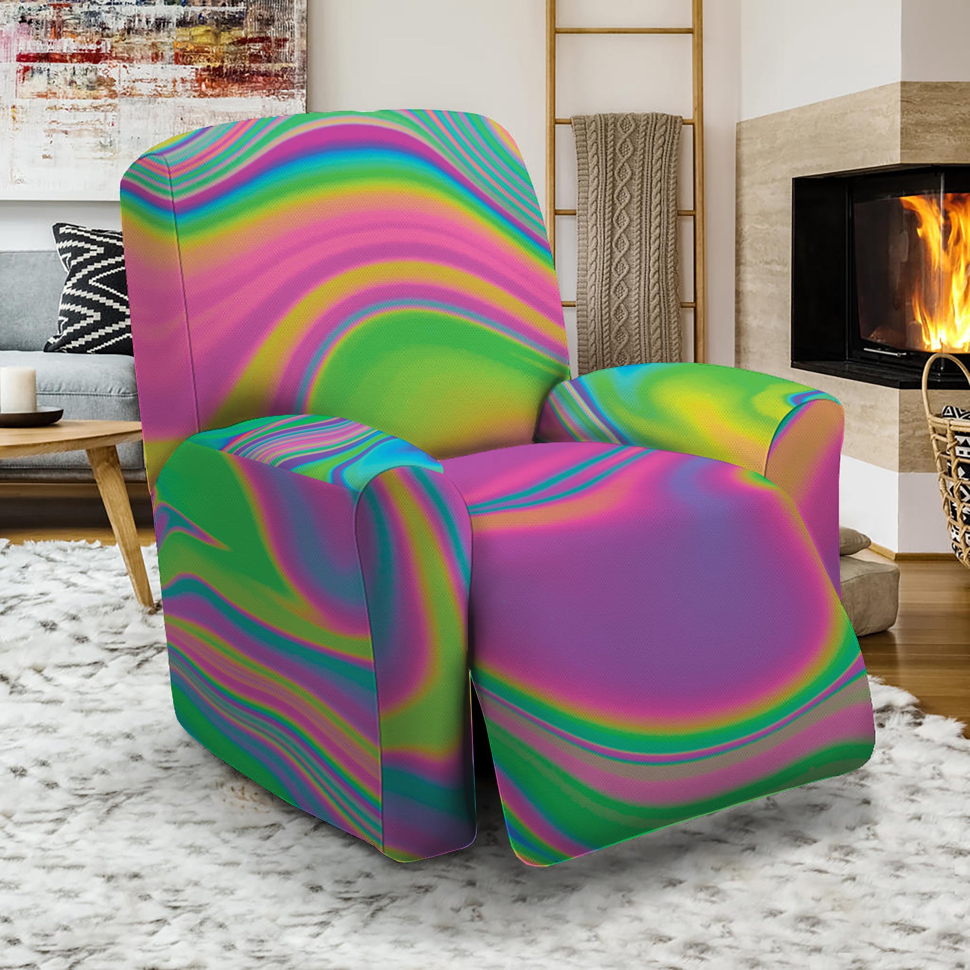 Psychedelic Soap Bubble Print Recliner Slipcover