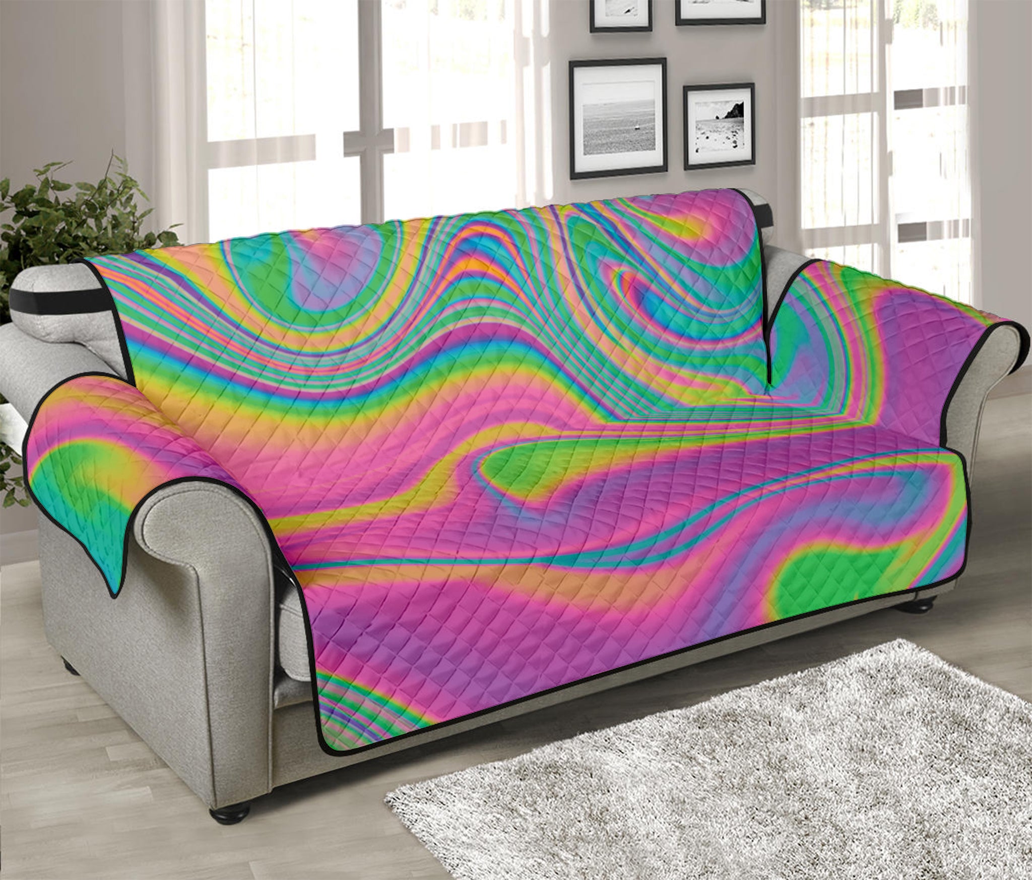 Psychedelic Soap Bubble Print Sofa Protector