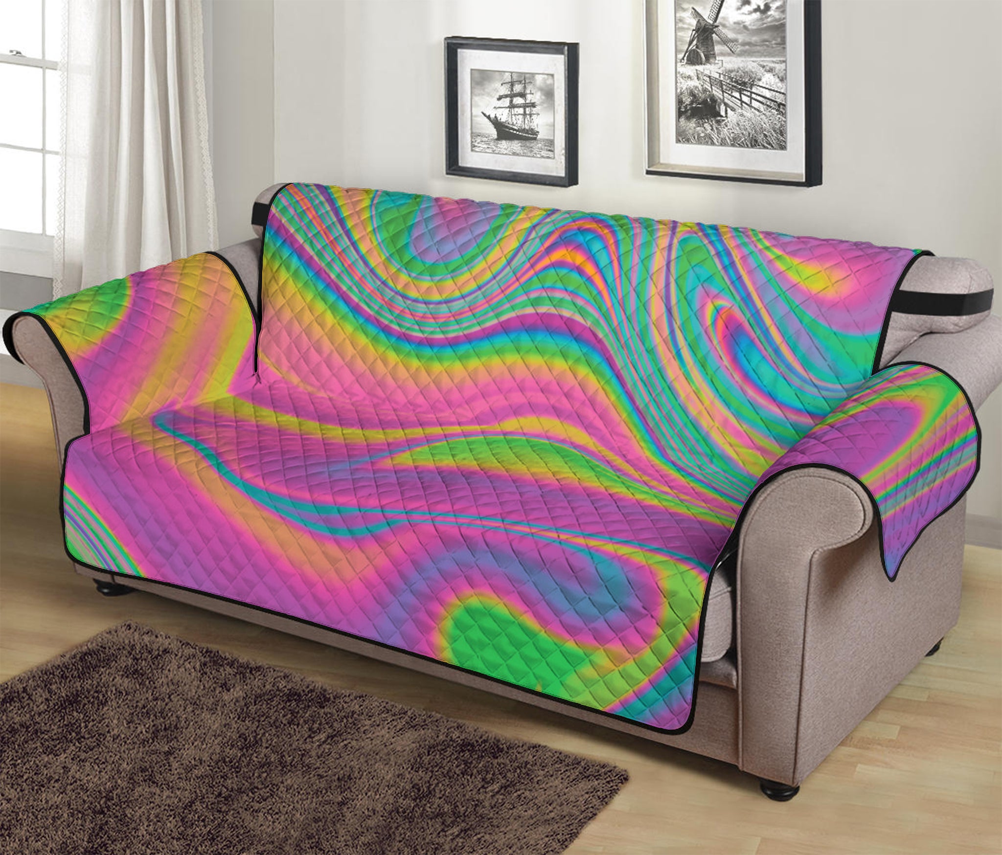 Psychedelic Soap Bubble Print Sofa Protector