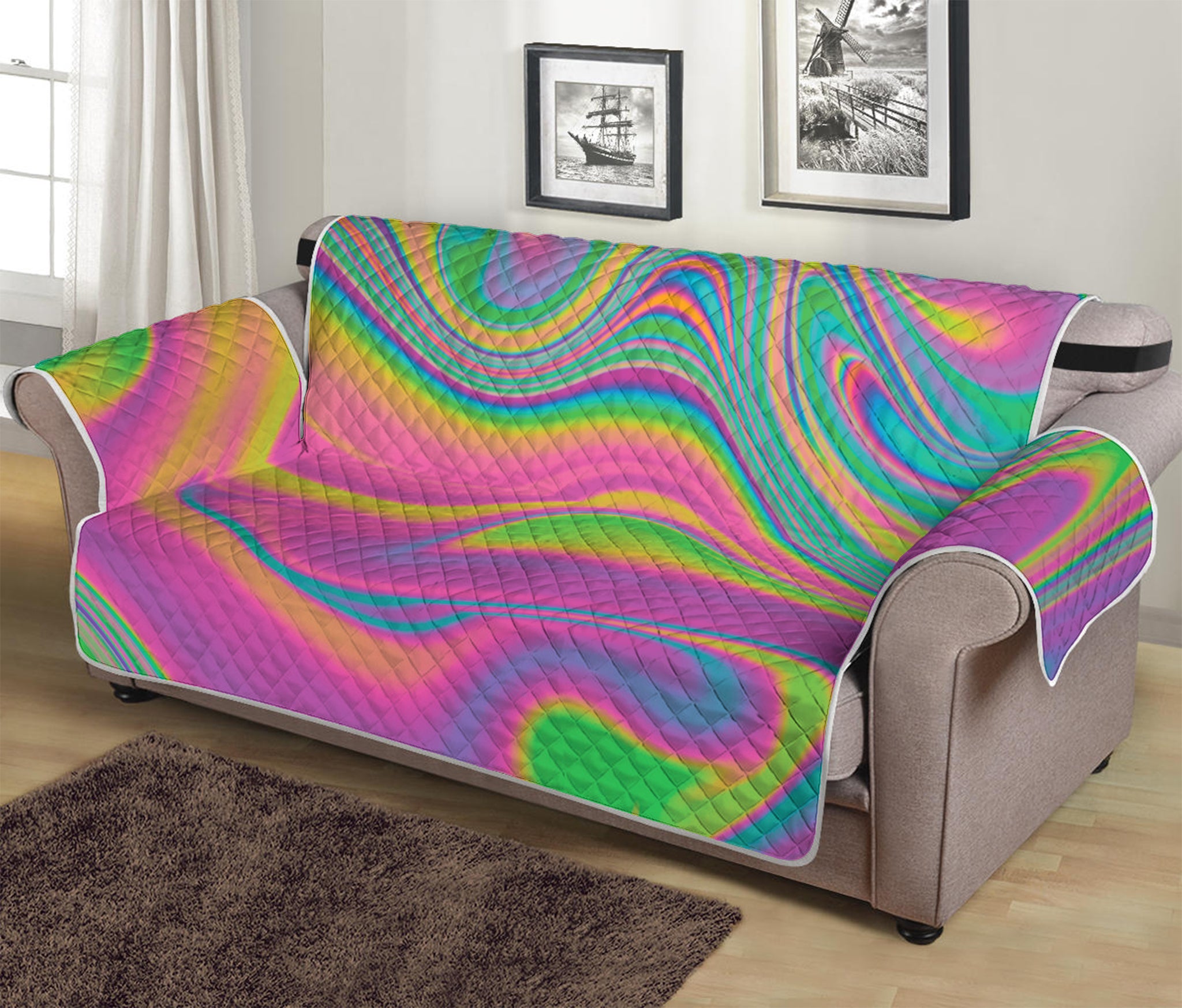 Psychedelic Soap Bubble Print Sofa Protector