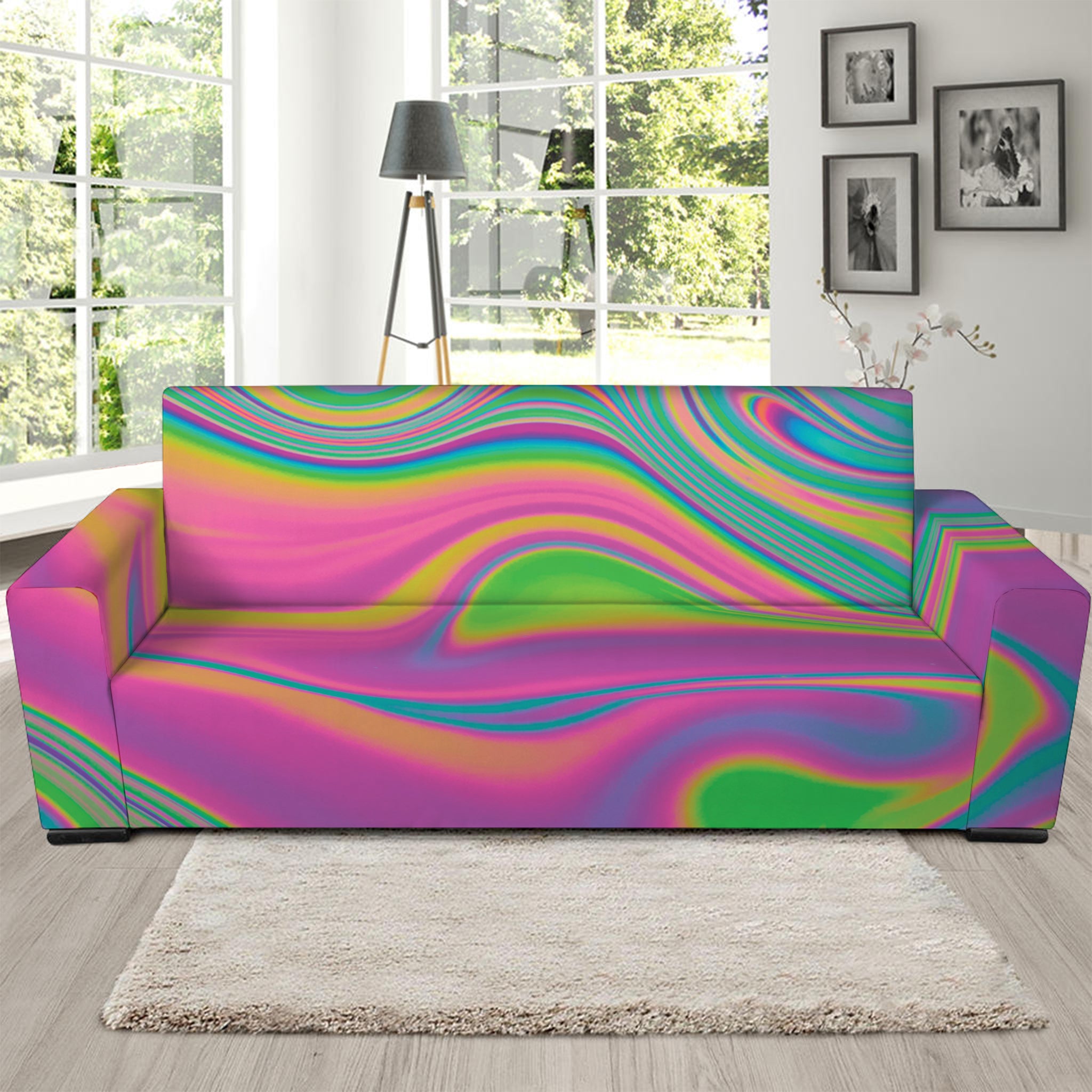 Psychedelic Soap Bubble Print Sofa Slipcover