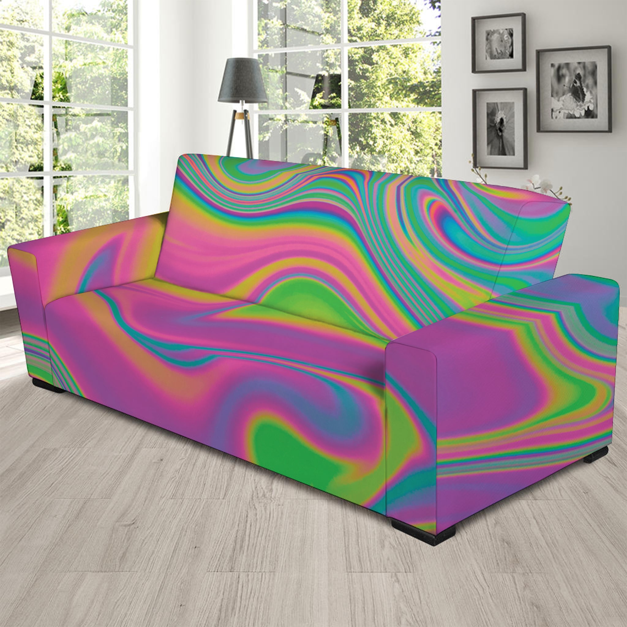 Psychedelic Soap Bubble Print Sofa Slipcover