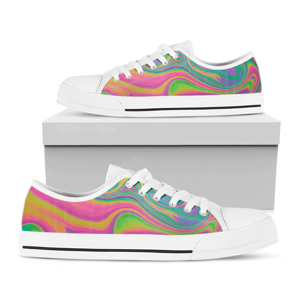 Psychedelic Soap Bubble Print White Low Top Shoes