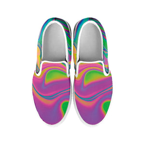 Psychedelic Soap Bubble Print White Slip On Shoes