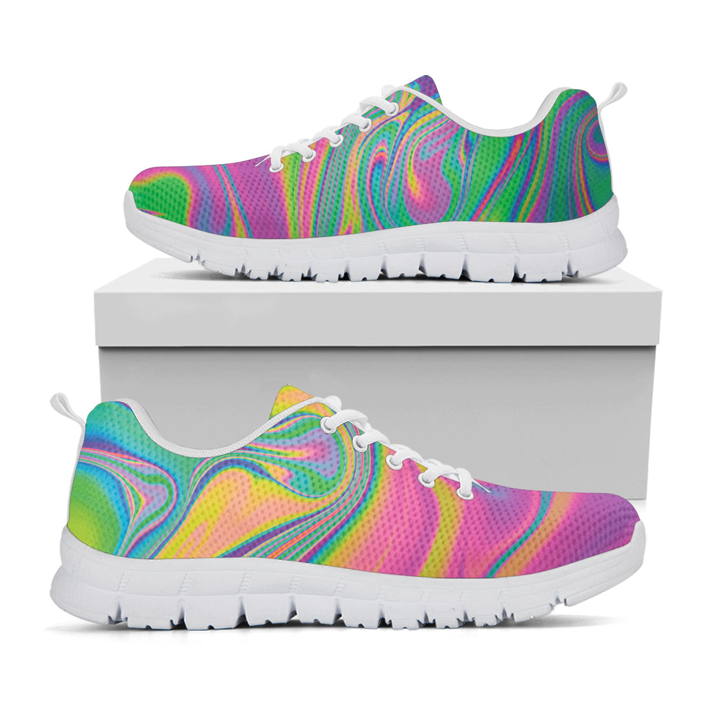 Psychedelic Soap Bubble Print White Sneakers