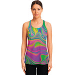 Psychedelic Soap Bubble Print Women's Racerback Tank Top