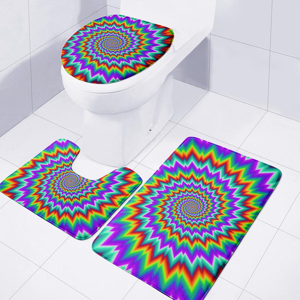 Psychedelic Spiral Optical Illusion 3 Piece Bath Mat Set