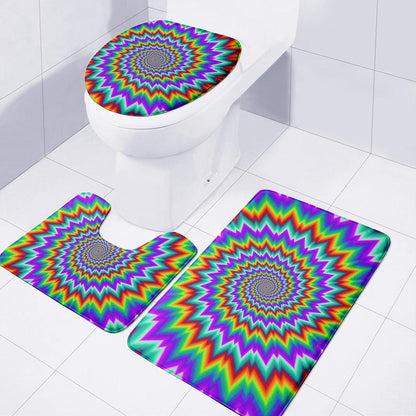 Psychedelic Spiral Optical Illusion 3 Piece Bath Mat Set