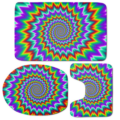 Psychedelic Spiral Optical Illusion 3 Piece Bath Mat Set
