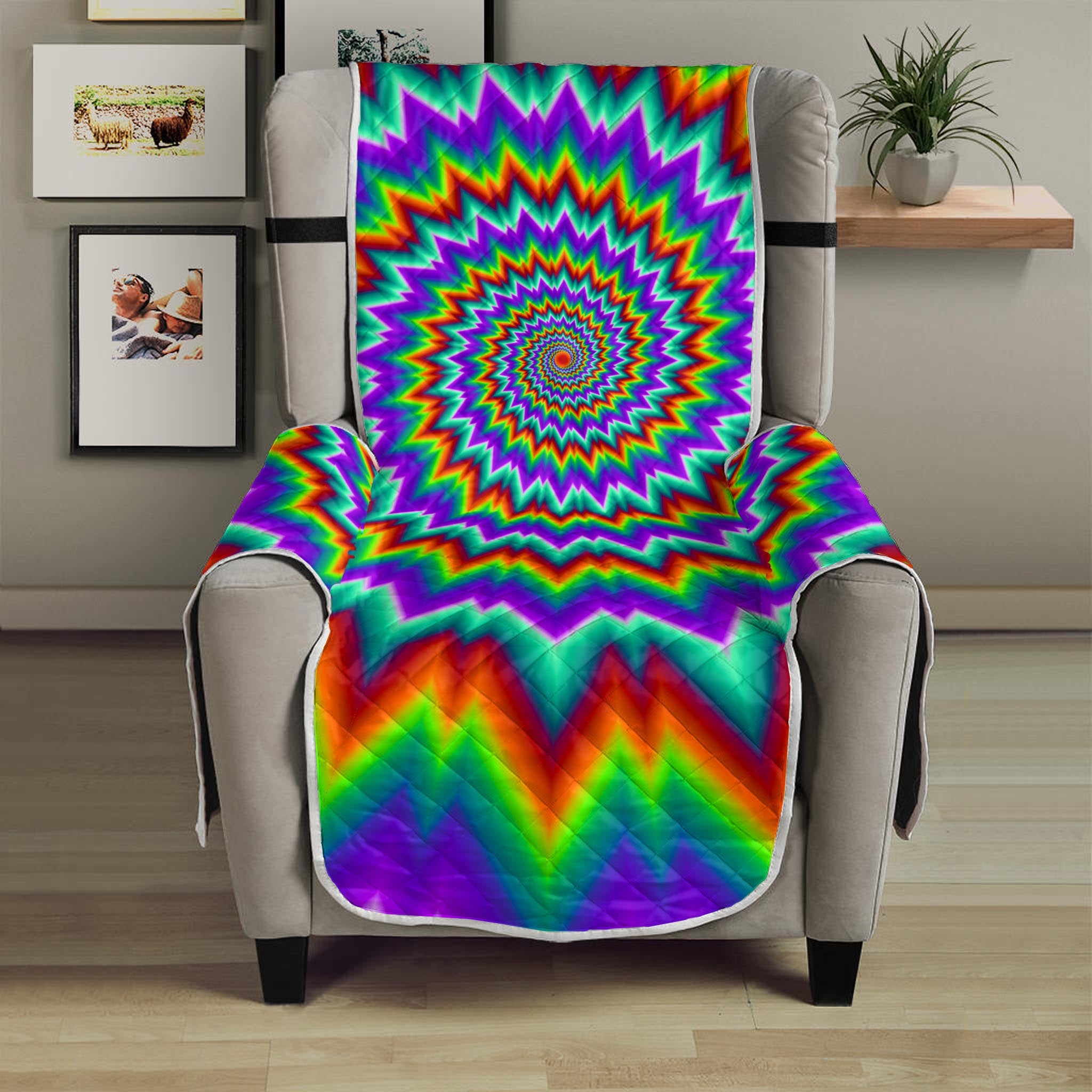 Psychedelic Spiral Optical Illusion Armchair Protector