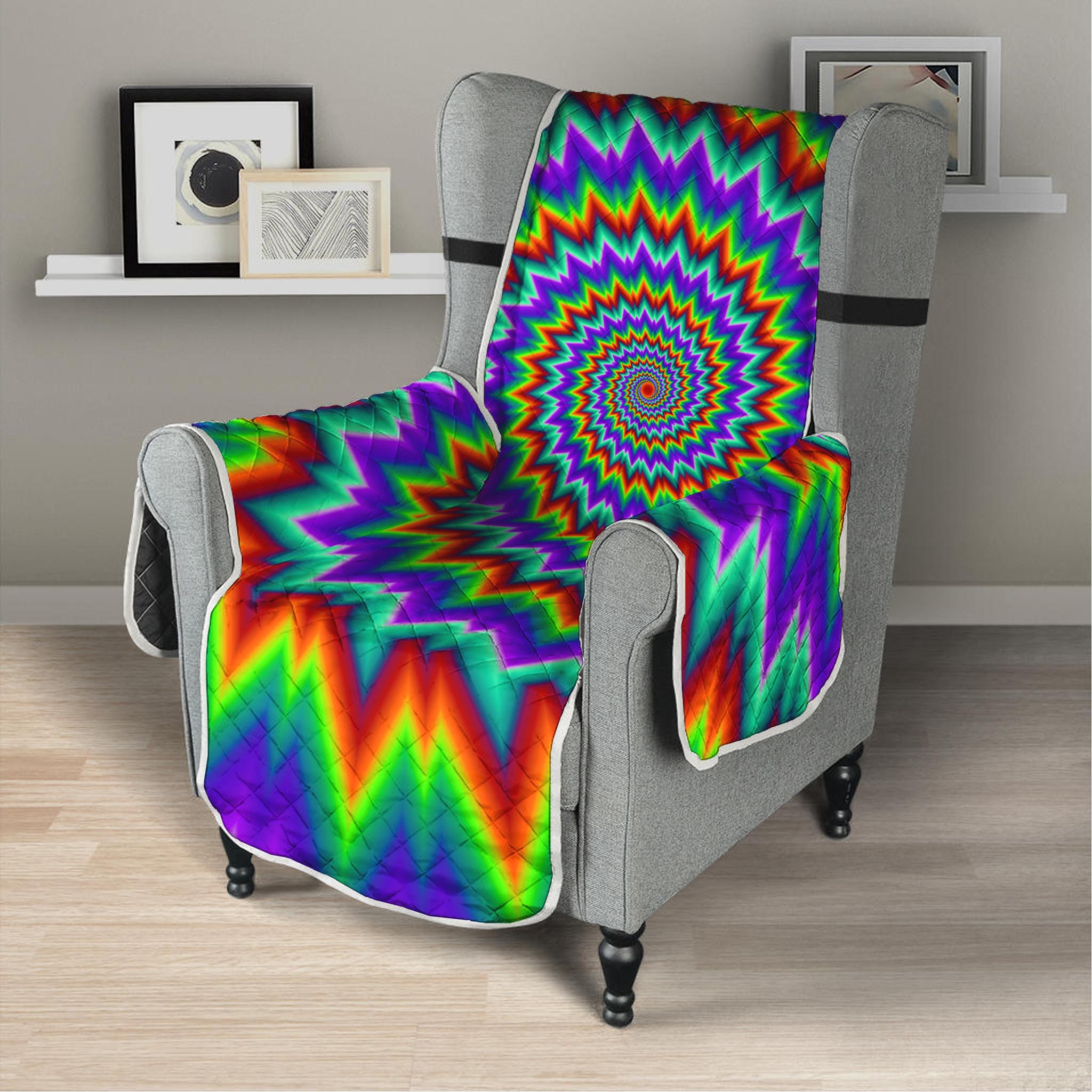 Psychedelic Spiral Optical Illusion Armchair Protector