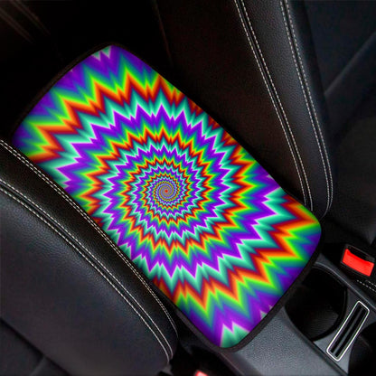 Psychedelic Spiral Optical Illusion Car Center Console Cover