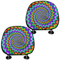 Psychedelic Spiral Optical Illusion Car Headrest Covers