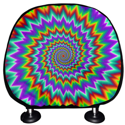 Psychedelic Spiral Optical Illusion Car Headrest Covers