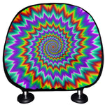 Psychedelic Spiral Optical Illusion Car Headrest Covers