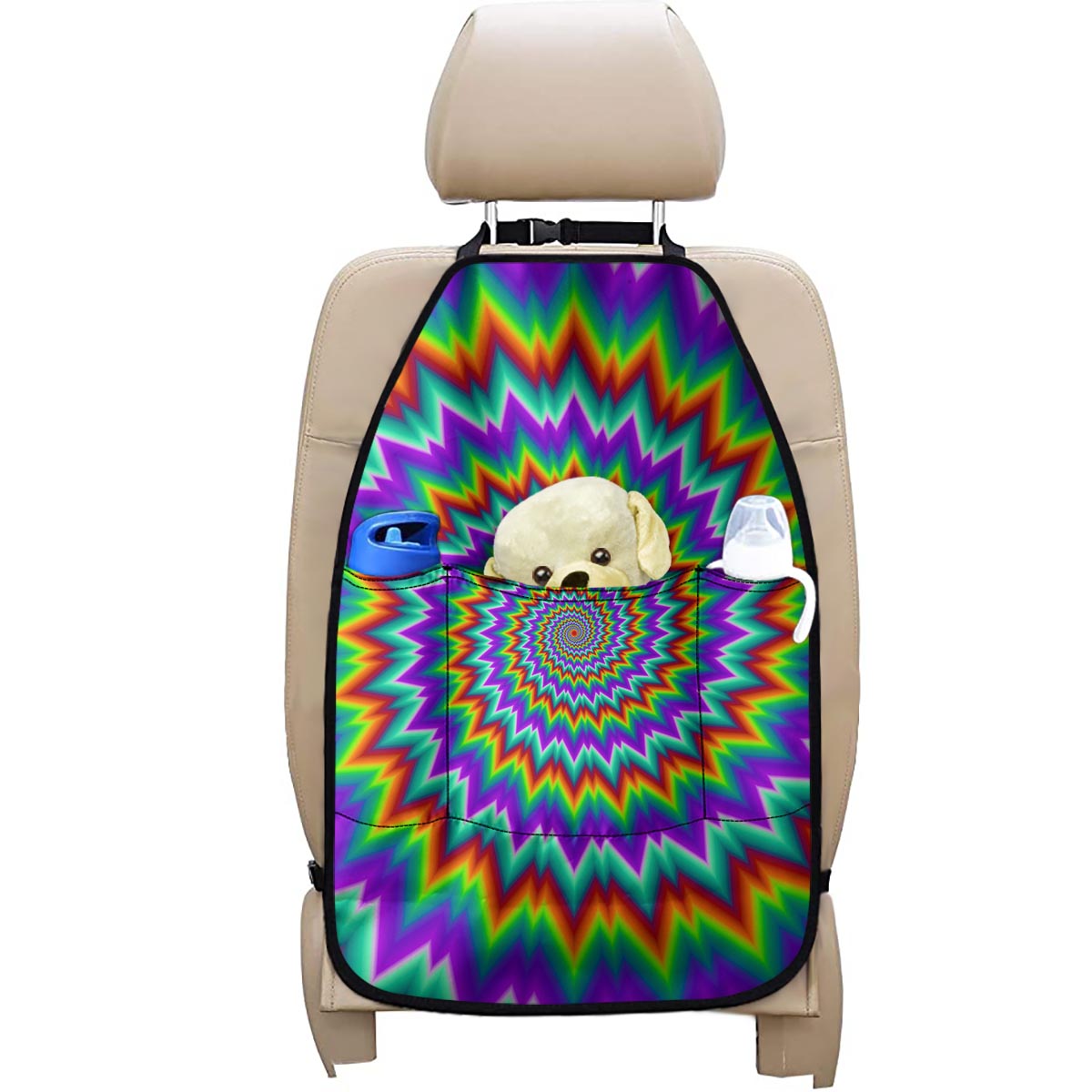 Psychedelic Spiral Optical Illusion Car Seat Organizers