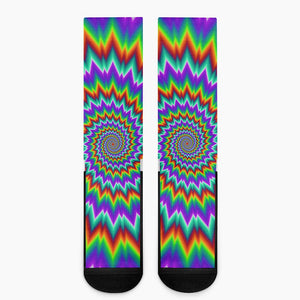 Psychedelic Spiral Optical Illusion Crew Socks