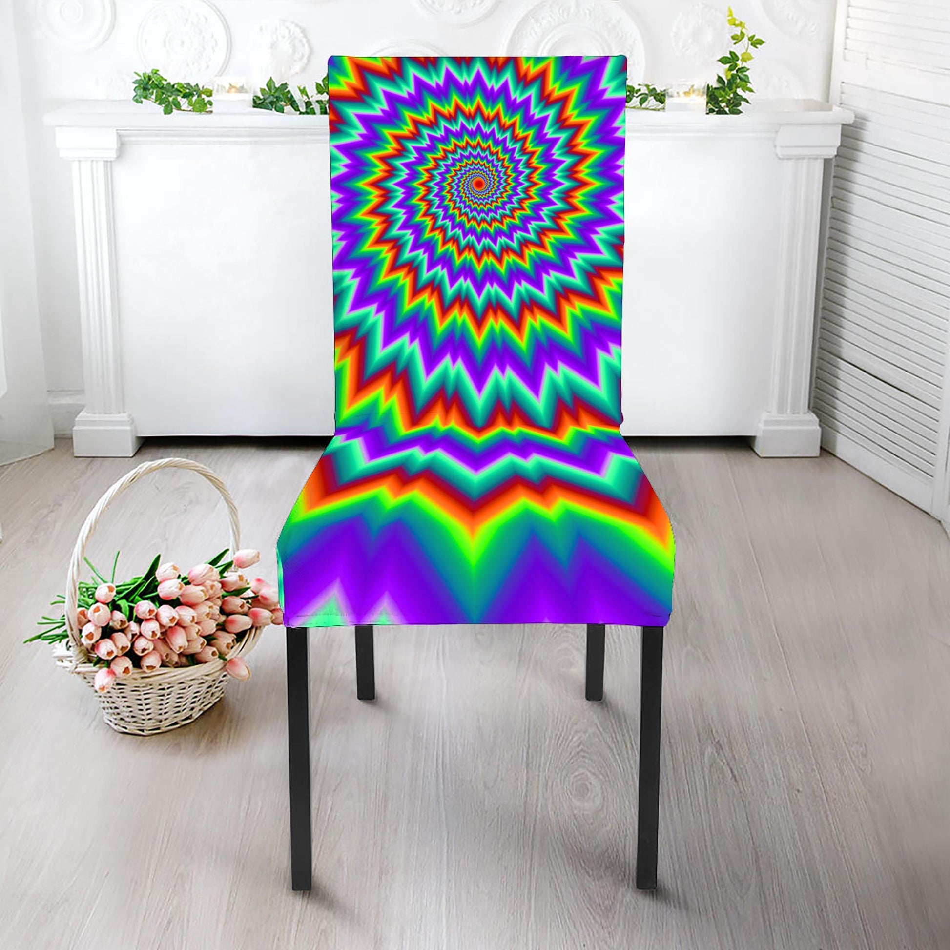 Psychedelic Spiral Optical Illusion Dining Chair Slipcover
