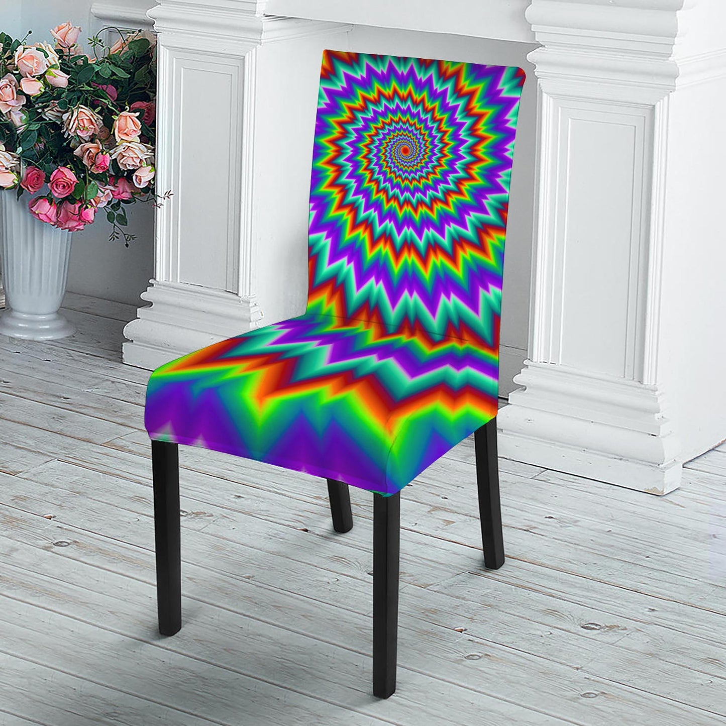 Psychedelic Spiral Optical Illusion Dining Chair Slipcover