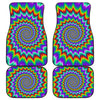 Psychedelic Spiral Optical Illusion Front and Back Car Floor Mats